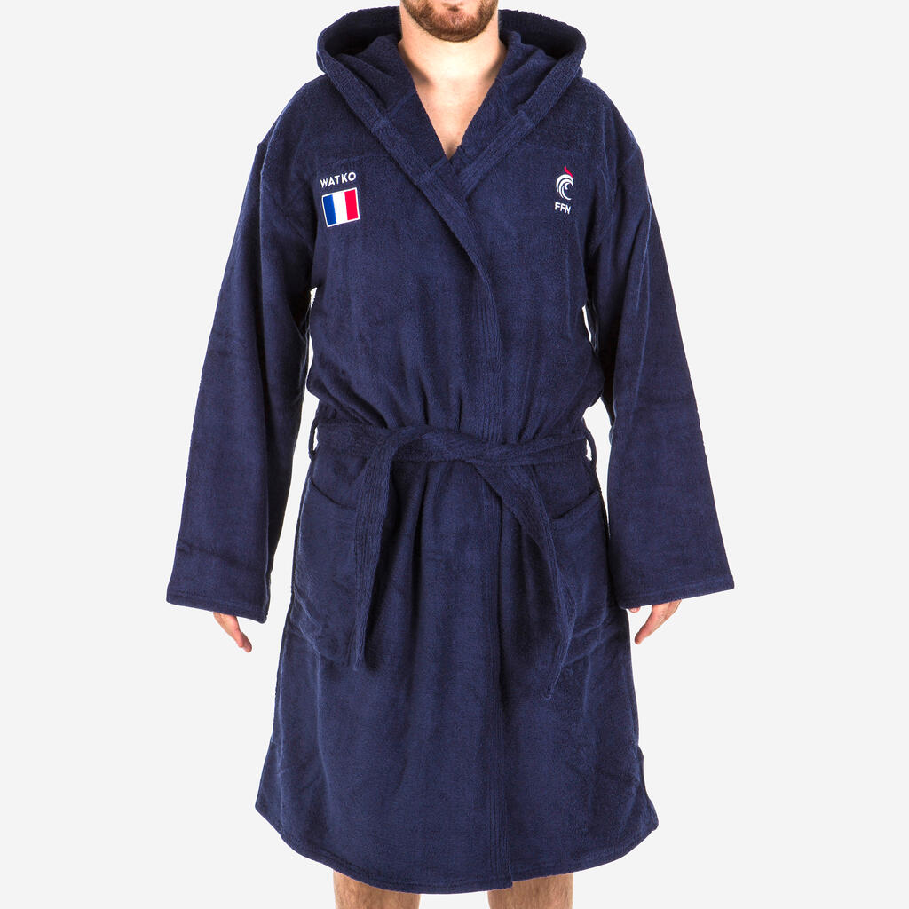 MEN'S WATER POLO THICK COTTON POOL BATHROBE - DARK BLUE