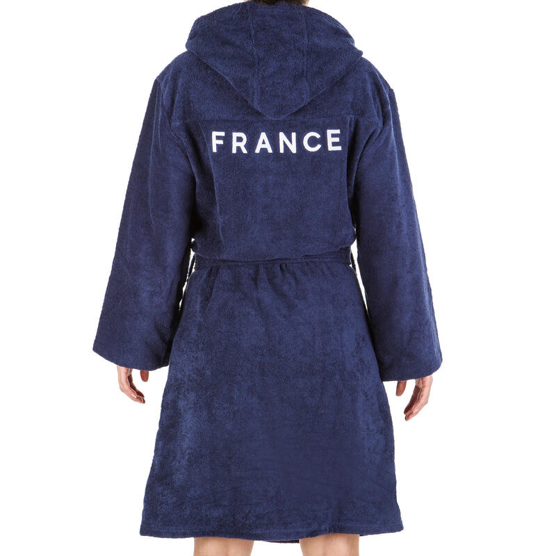 Dikke Badjas katoen voor dames Donkerblauw Waterpolo officiële badjas Frankrijk