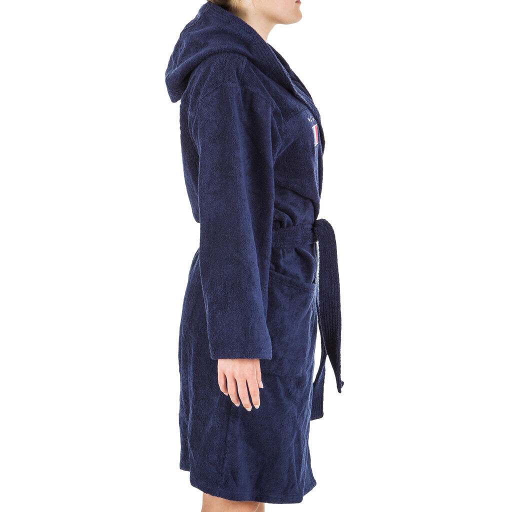 WOMEN'S WATER POLO THICK COTTON POOL BATHROBE - DARK BLUE