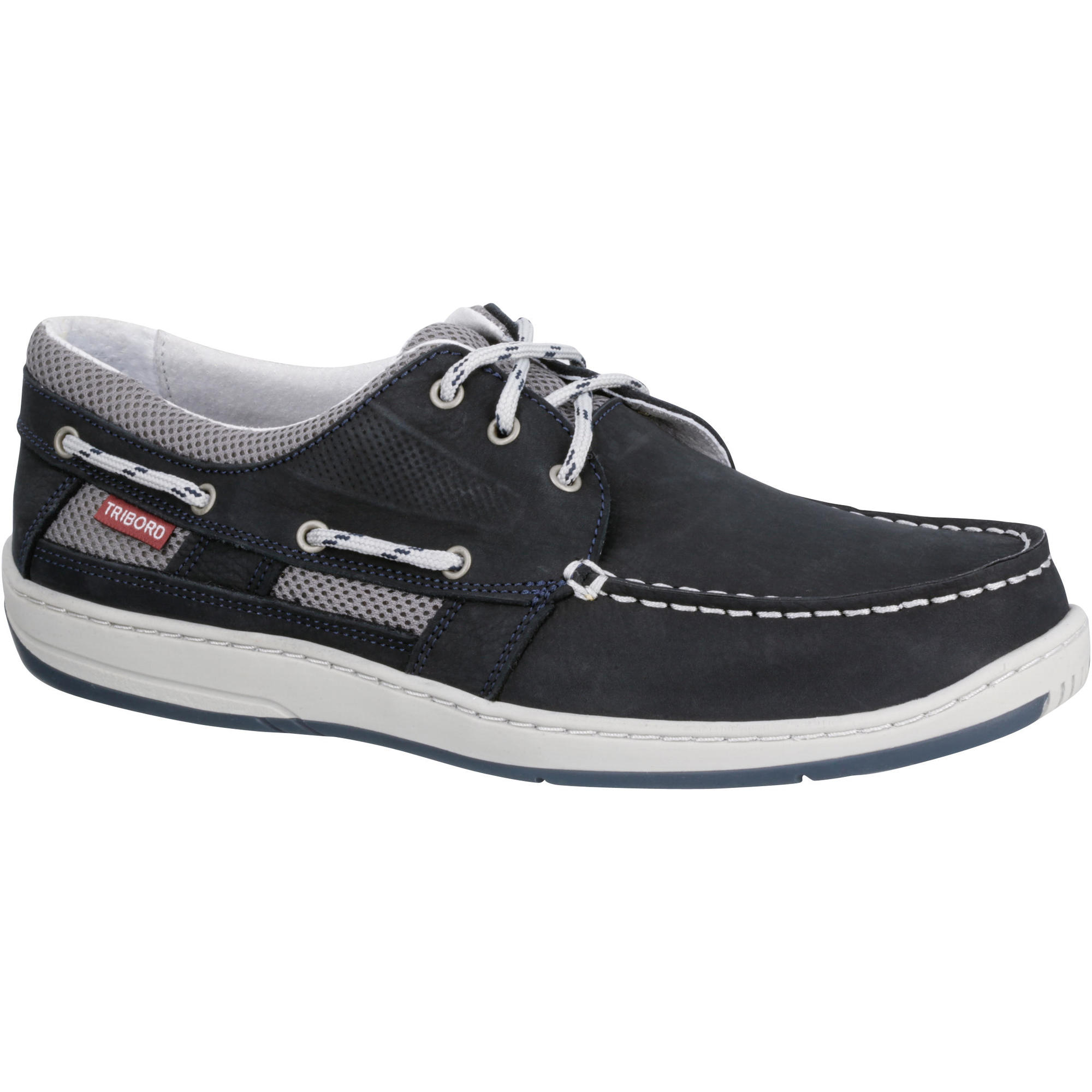 Clipper Men's Leather Boat Shoes - Navy Blue Tribord