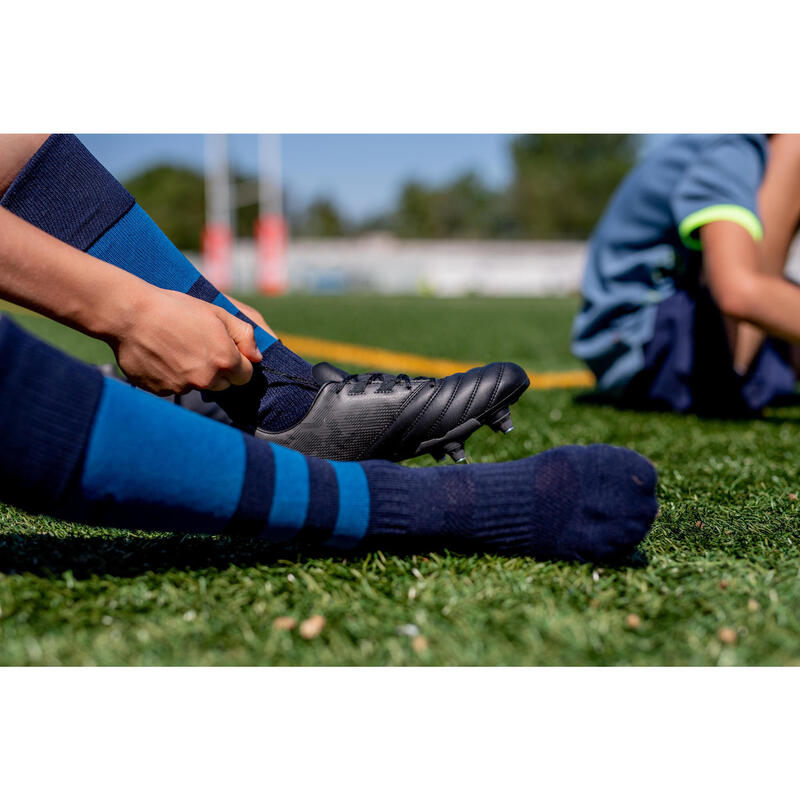Chaussettes hautes de rugby enfant R500 bleu
