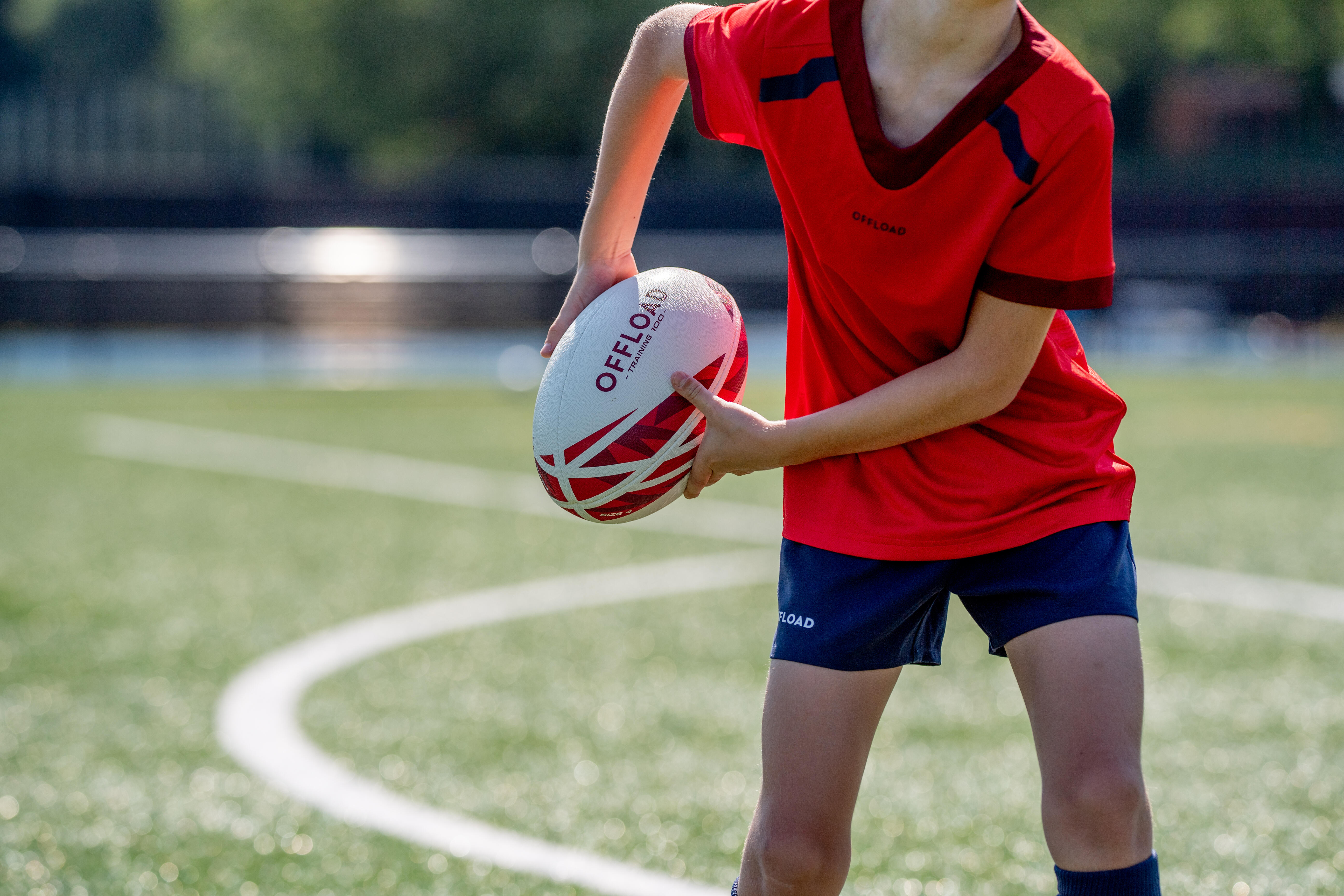 Kids' Size 4 Rugby Ball - 100 Red - OFFLOAD