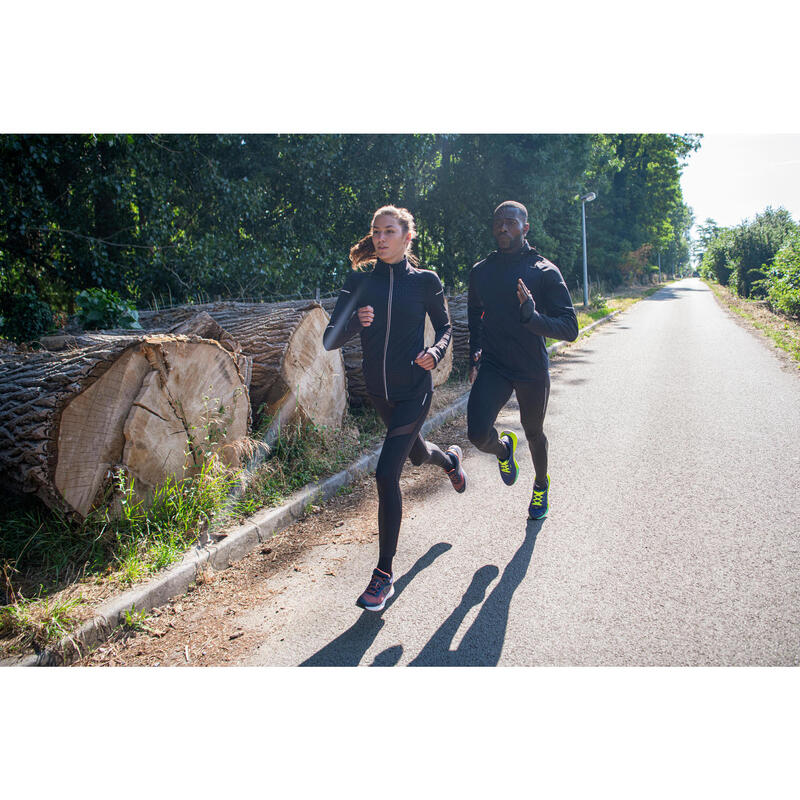 Bluză de trening Alergare pe asfalt Kiprun Warm Negru Damă 