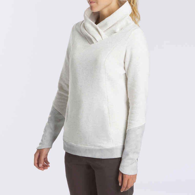 Sudadera polar de montaña y trekking Mujer Quechua NH100 blanco