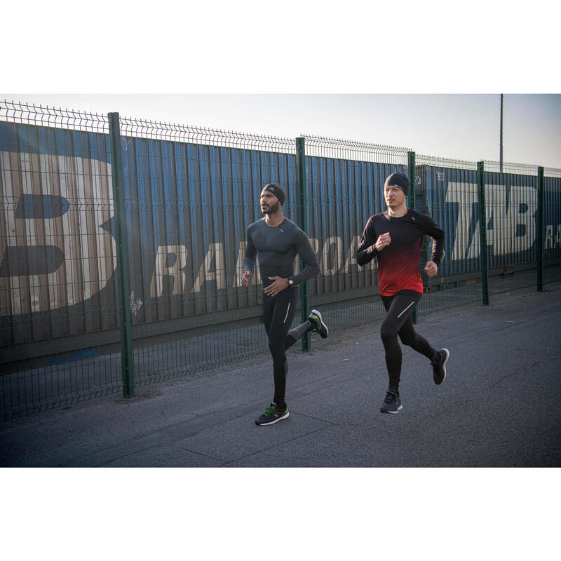 T-shirt de running manches longues slim Homme - KIPRUN Run 500 Sans couture Gris