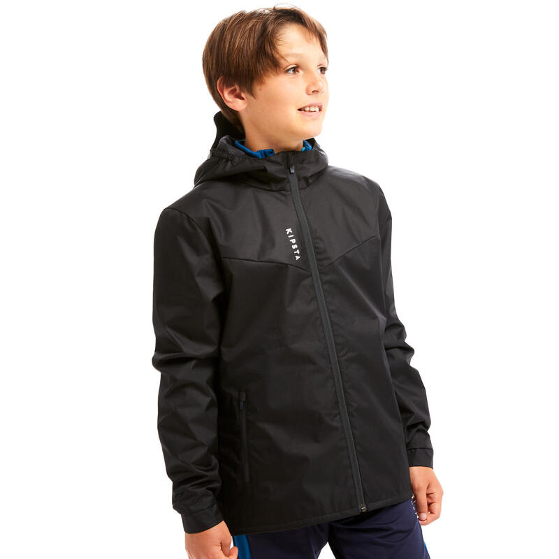 Kinder Fussball Regenjacke - T500 schwarz