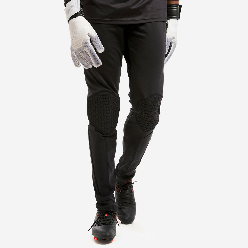 Črne hlače za nogometnega vratarja F500 za odrasle