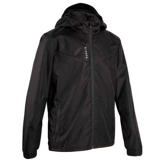 
      Kids' Rainproof Football Jacket T500 - Black
  