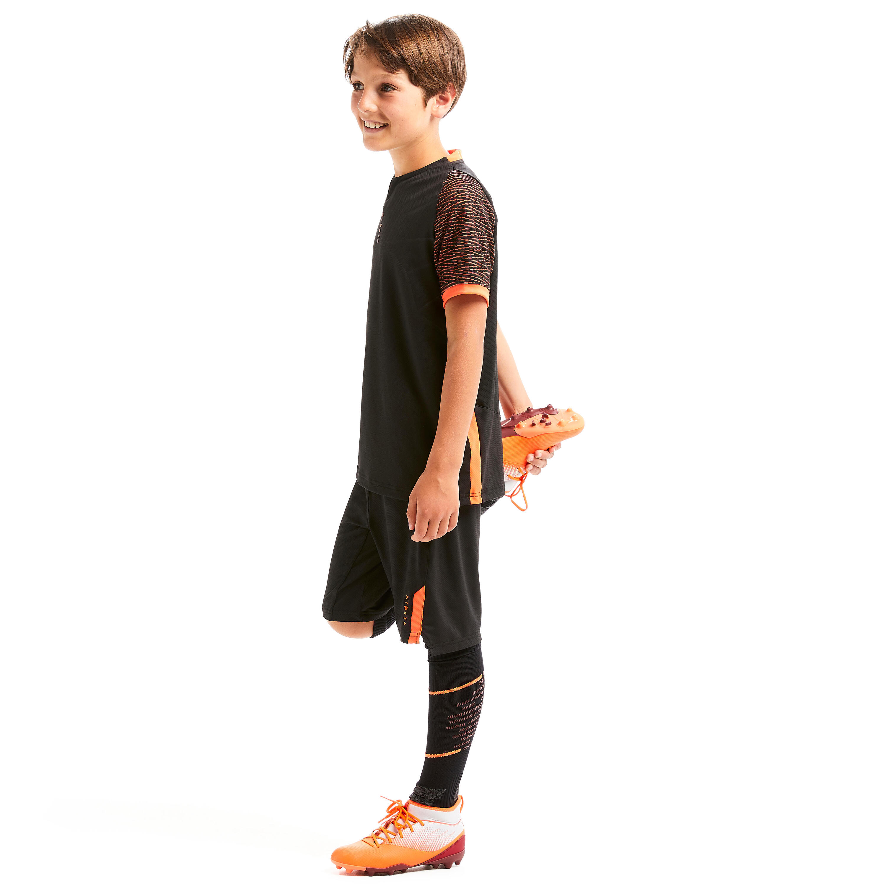 Kids' Football Shirt CLR - Black/Orange 10/10