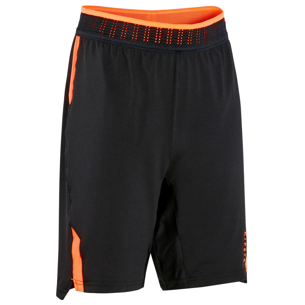 Kids' football shorts clr - black/orange