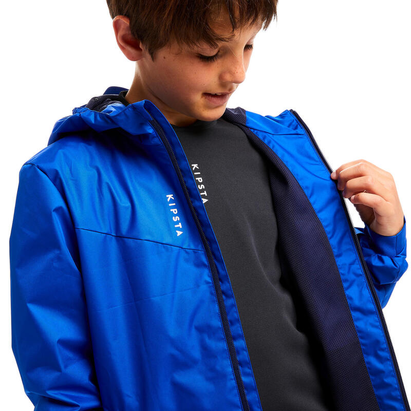 Jachetă Protecție Ploaie Fotbal T500 Albastru Copii 