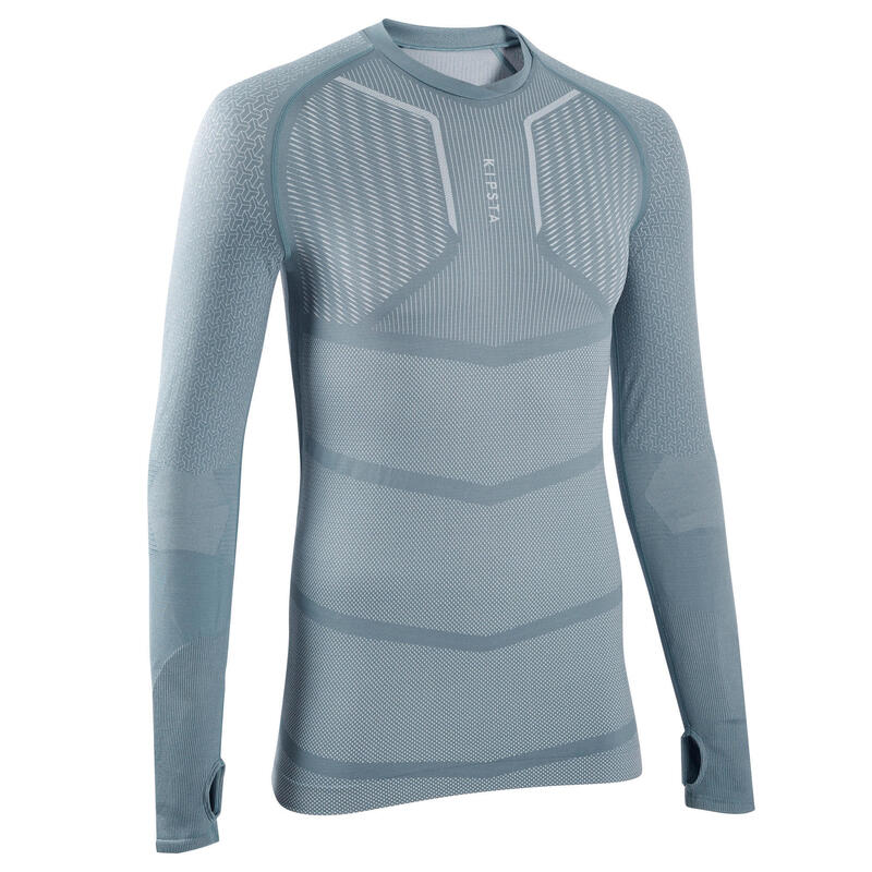 Thermoshirt Keepdry 500 lange mouw unisex lichtgrijs