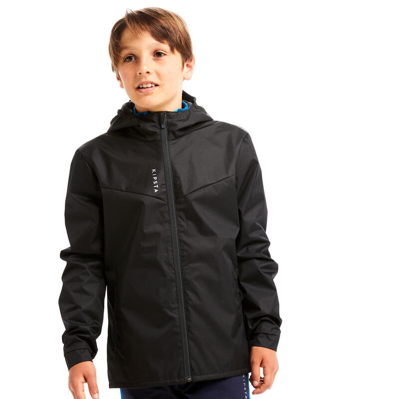 Kinder Fussball Regenjacke - T500 schwarz