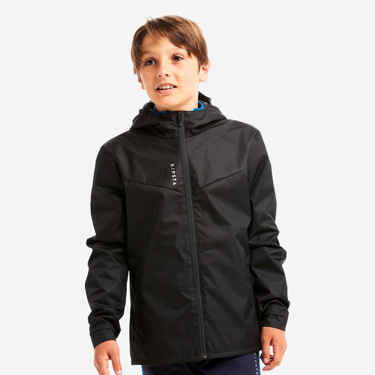 VESTE COUPE PLUIE DE FOOTBALL T500 ENFANT NOIRE