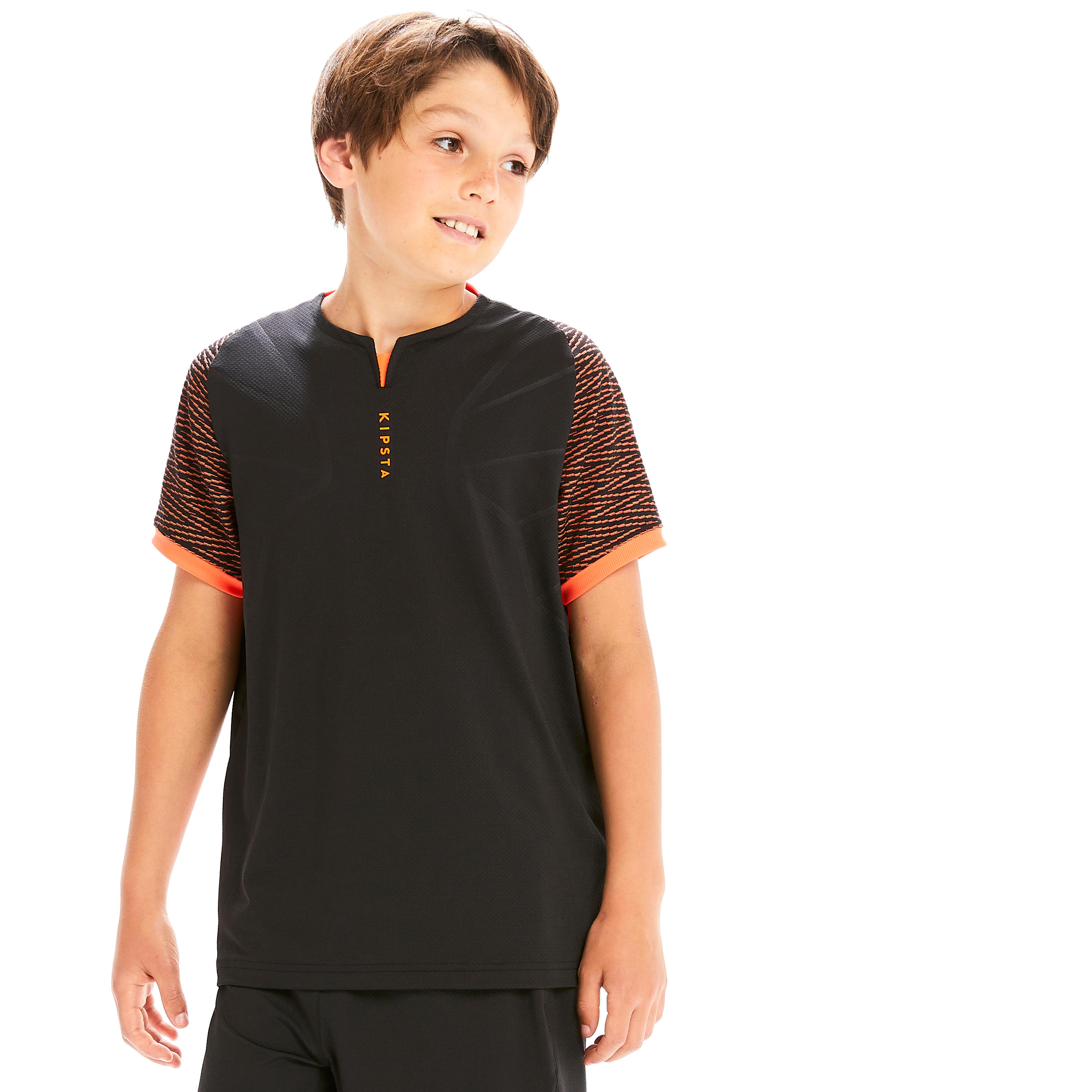 Kids' Football Shirt CLR - Black/Orange 2/10