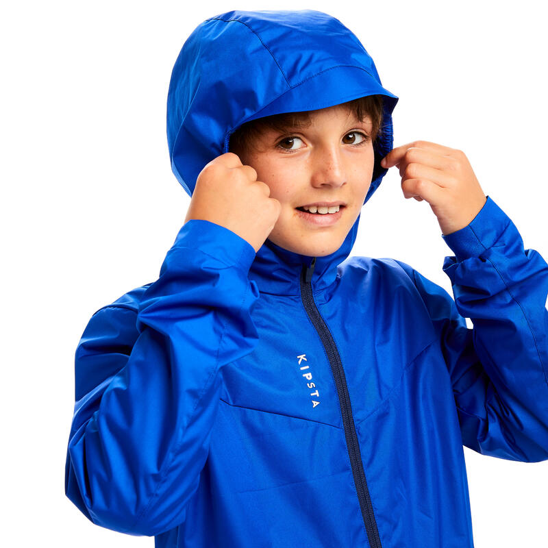 Kinderregenjas voor voetbal T500 blauw