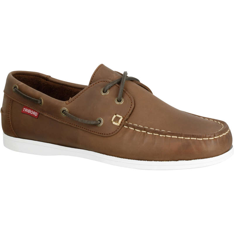 TRIBORD CR500 Men's Leather Boat Shoes - Brown | Decathlon