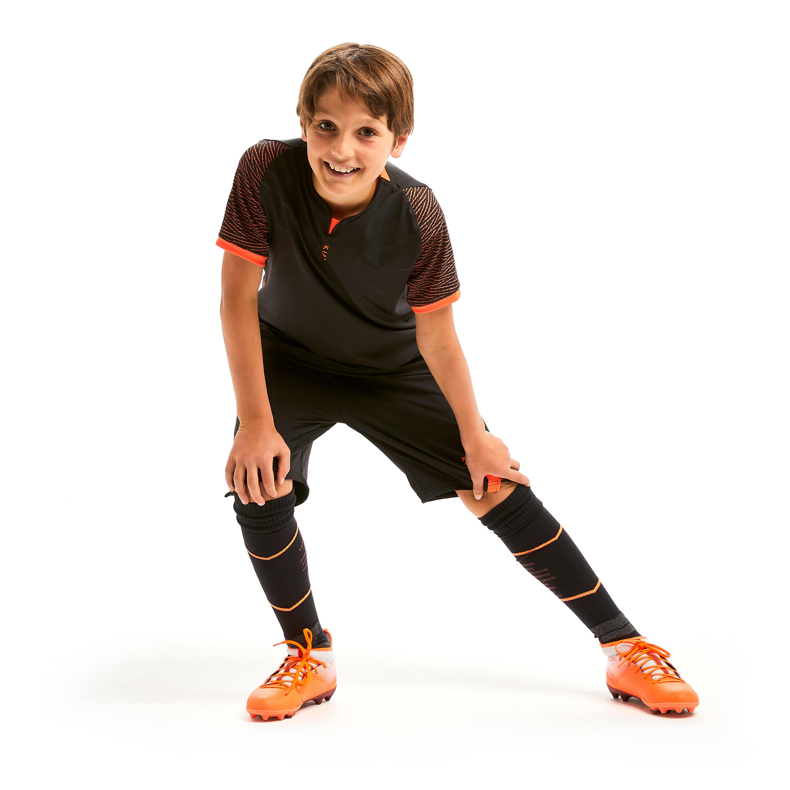 Kids' Football Shirt CLR - Black/Orange 9/10