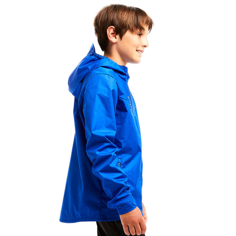 Jachetă Protecție Ploaie Fotbal T500 Albastru Copii 