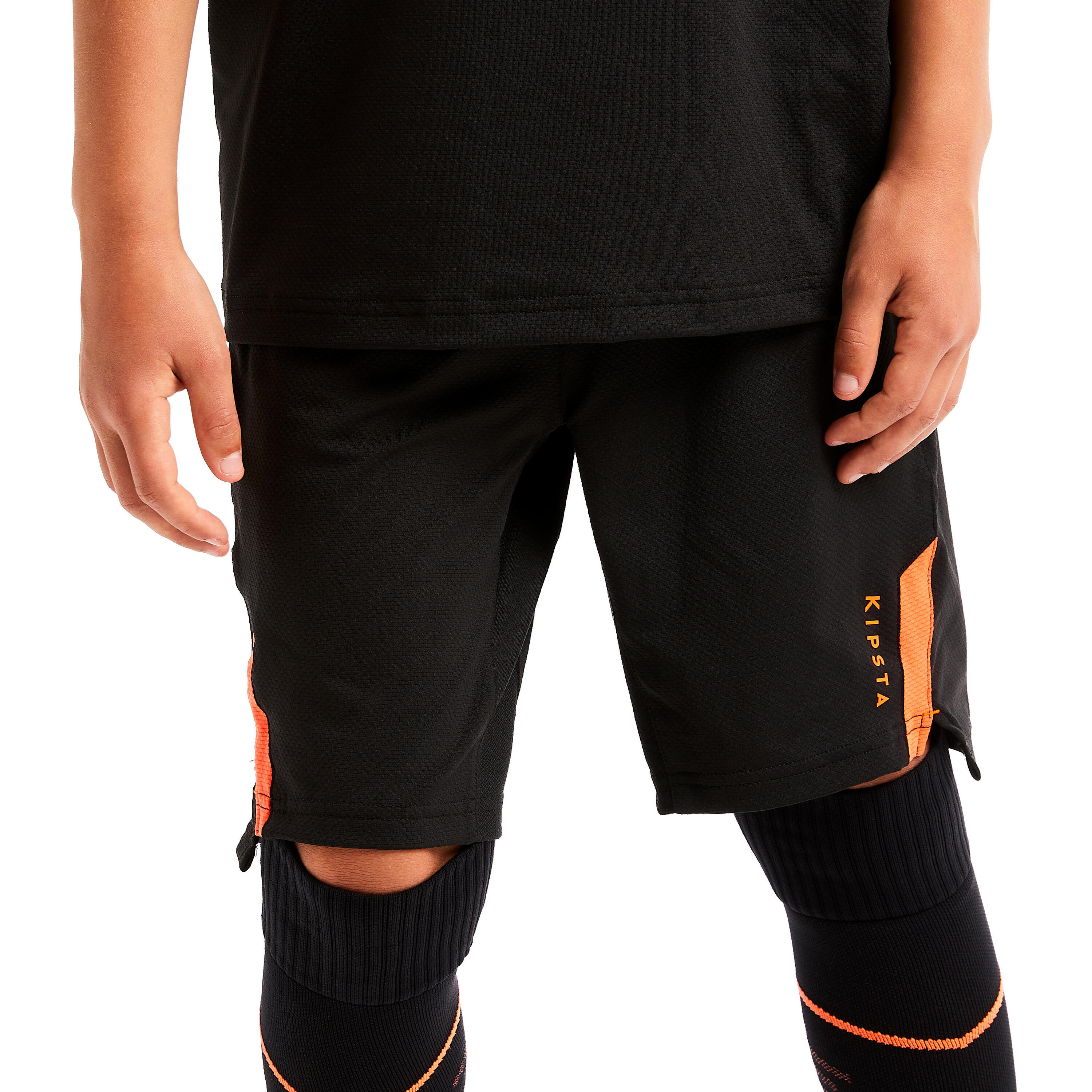 Kids' Football Shorts CLR - Black/Orange 7/10