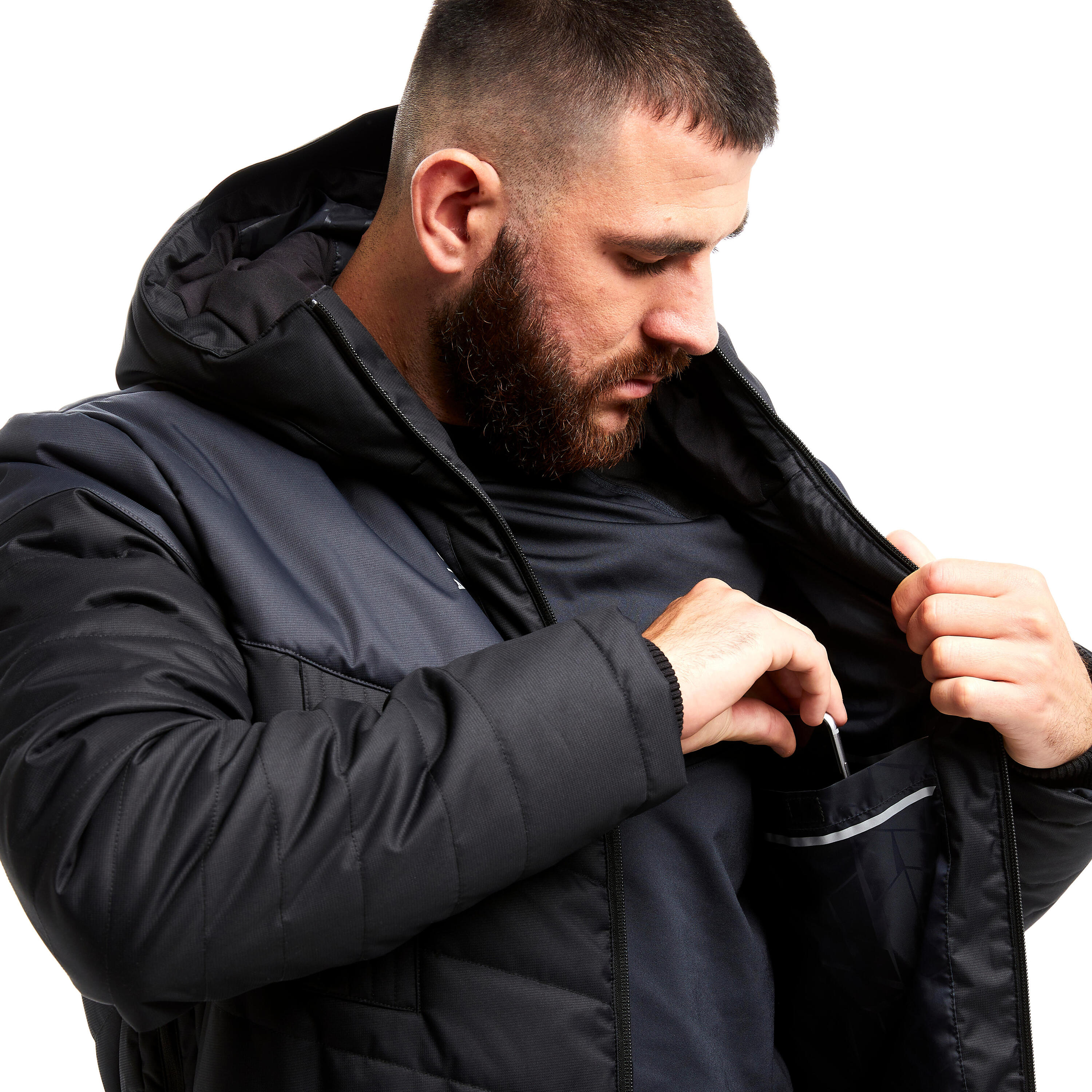 Parka larga de fútbol adulto negro  9/13