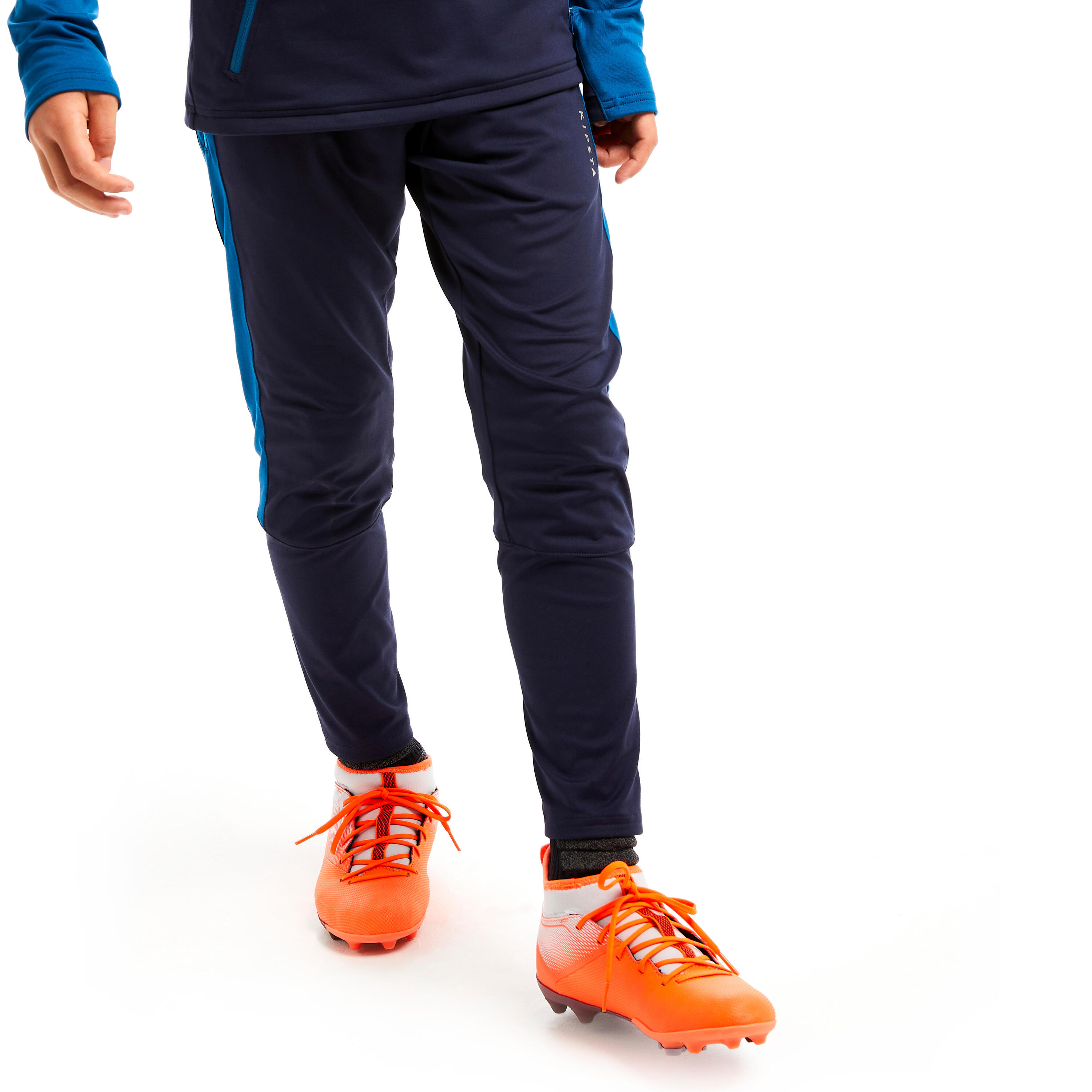 Kids' Football Training Bottoms TP 500 - Petrol Blue/Navy 4/8