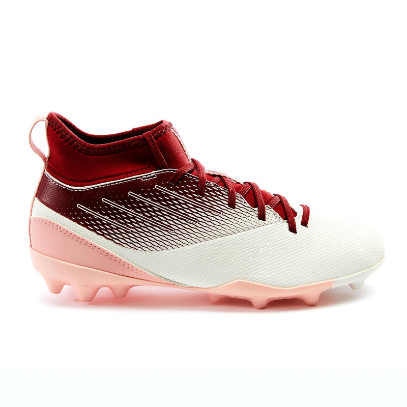 Girls' HighTop Mixed Ground Football Boots Agility 500 White