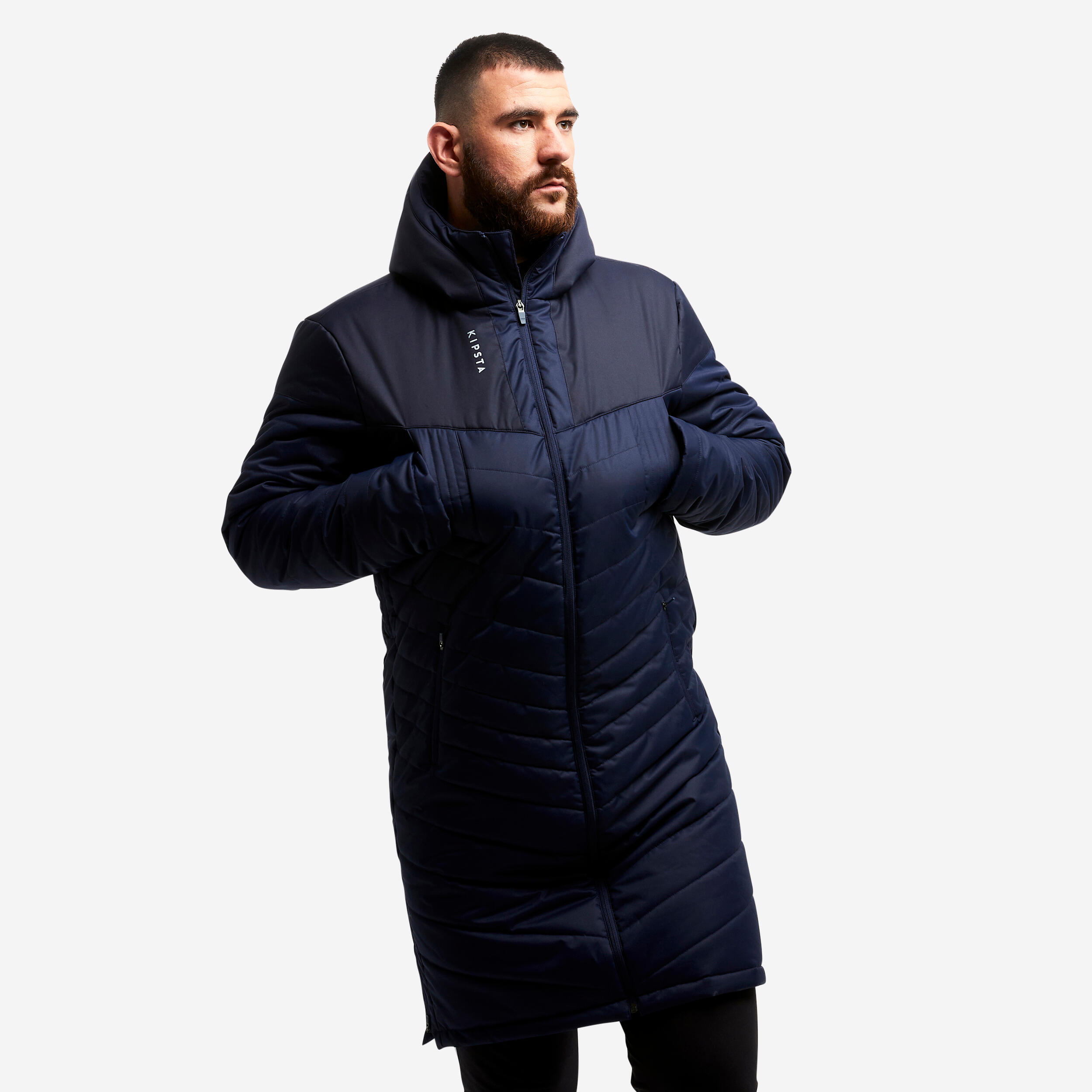 Adult long soccer parka dark blue