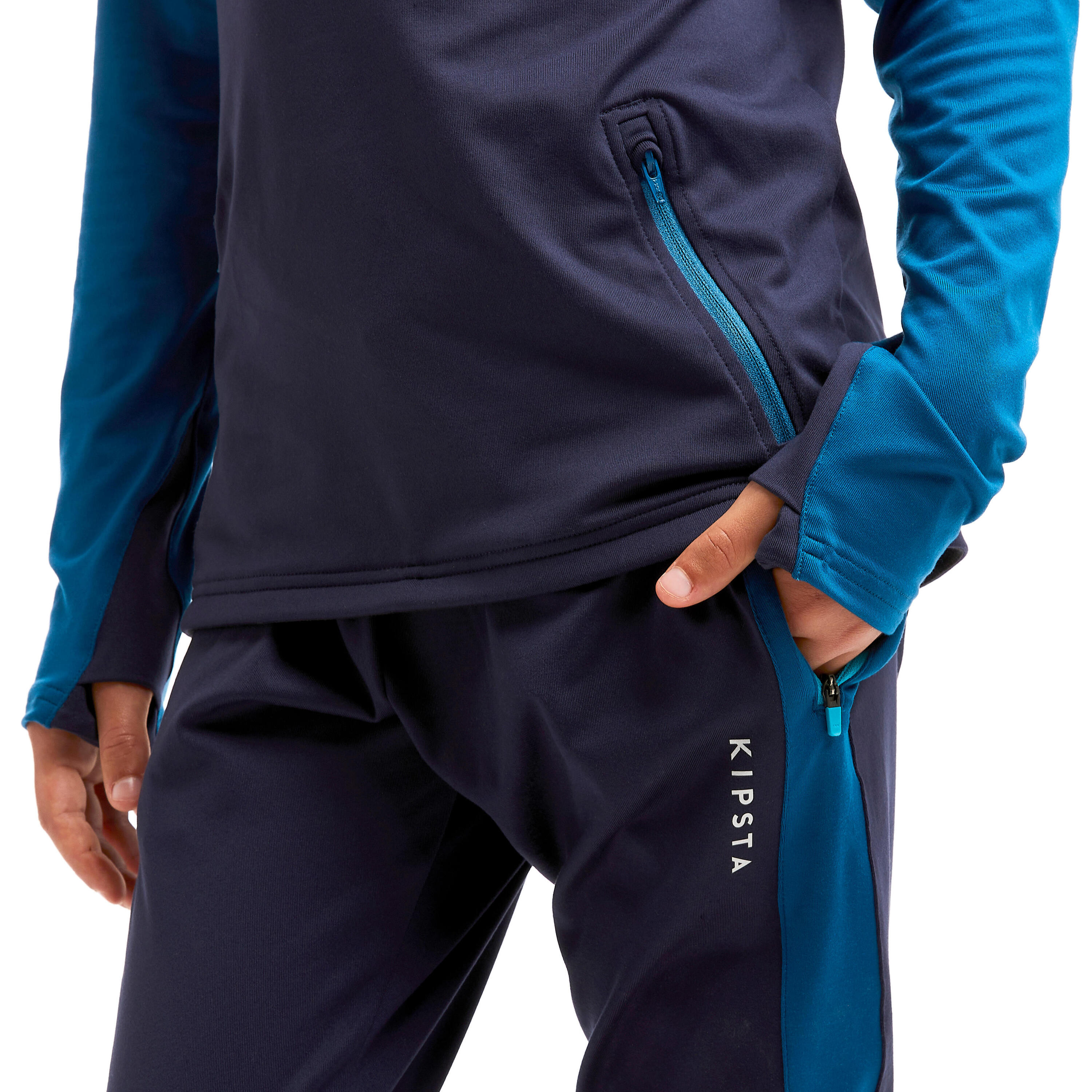 Kids' Football Training Bottoms TP 500 - Petrol Blue/Navy 6/8
