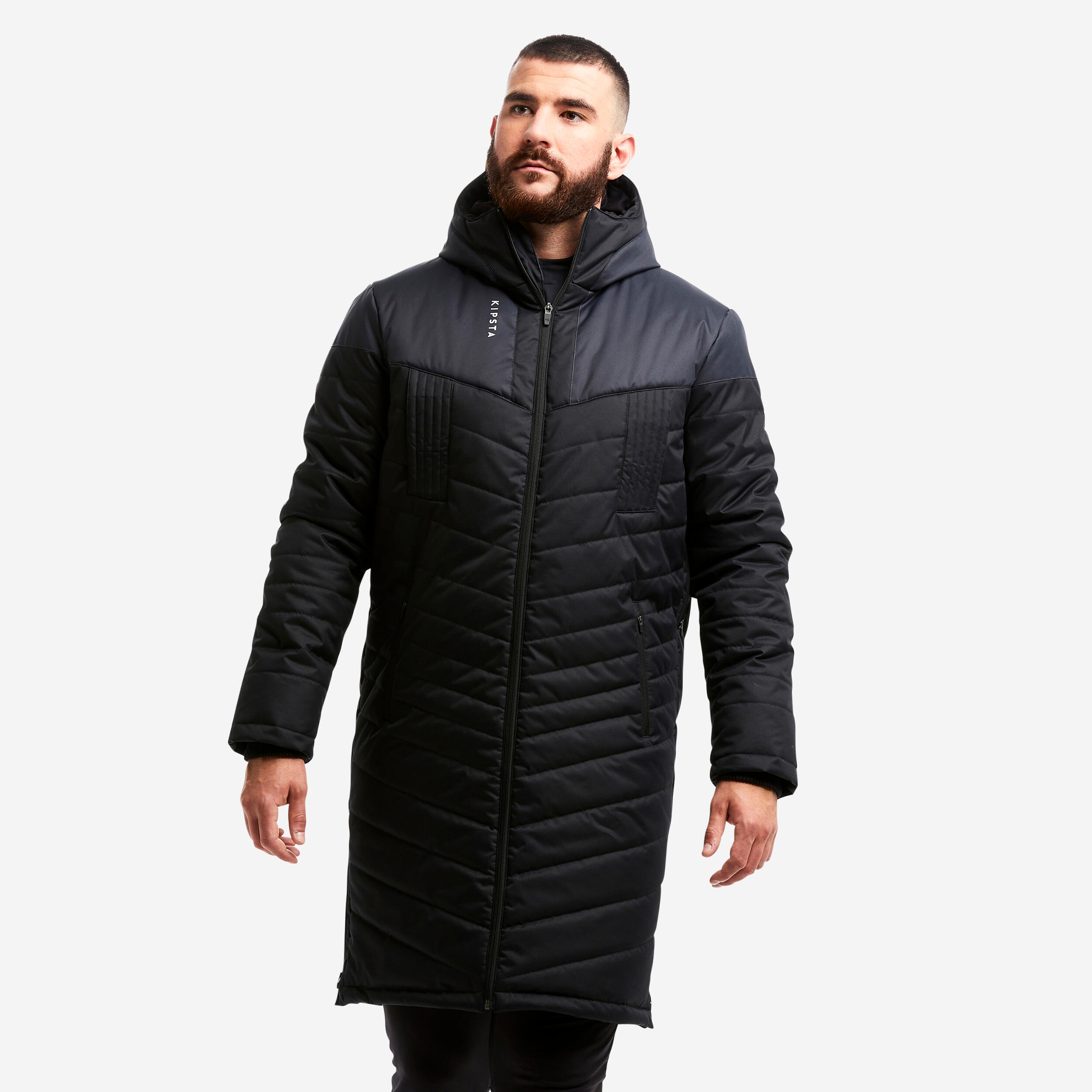 Parka de football longue adulte bleu fonce KIPSTA Decathlon