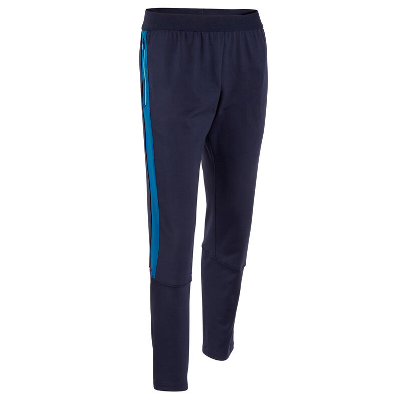 Pantalon d'entraînement de football enfant TP 500 bleu pétrole et marine