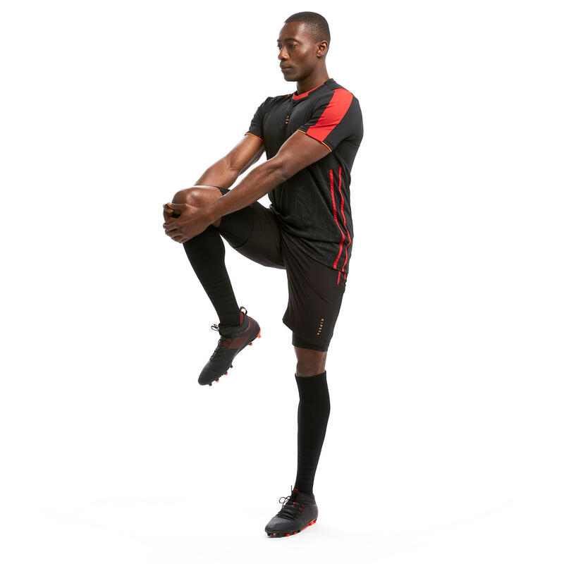 Short de football adulte 3 en 1 TRAXIUM noir et rouge