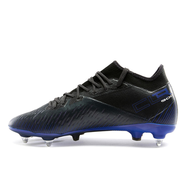 Chaussure de football adulte terrains gras CLR SG noir et bleu