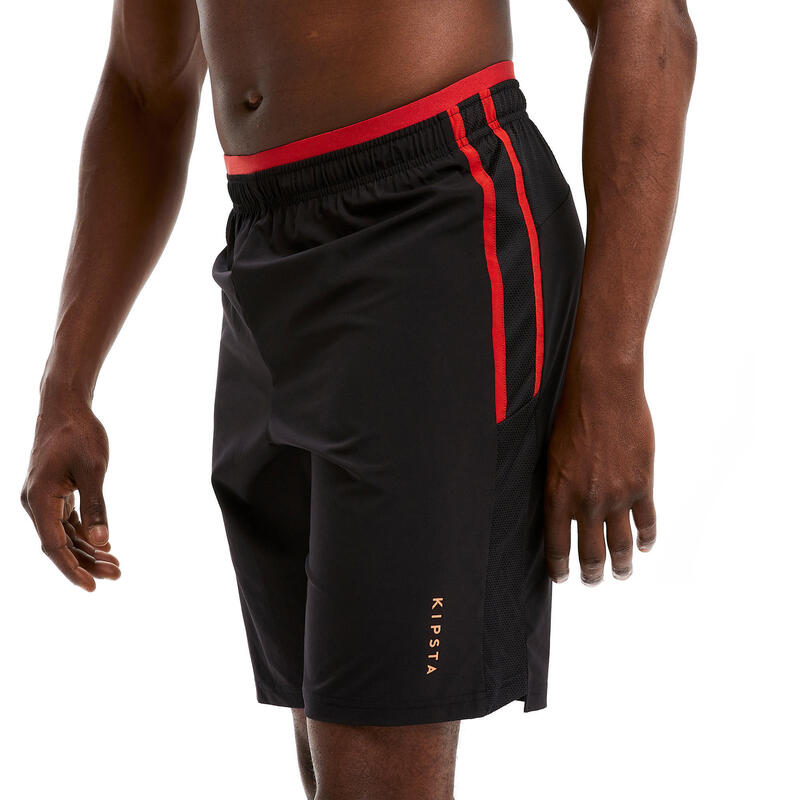 Pantalón corto de fútbol Adulto Kipsta F540 negro rojo