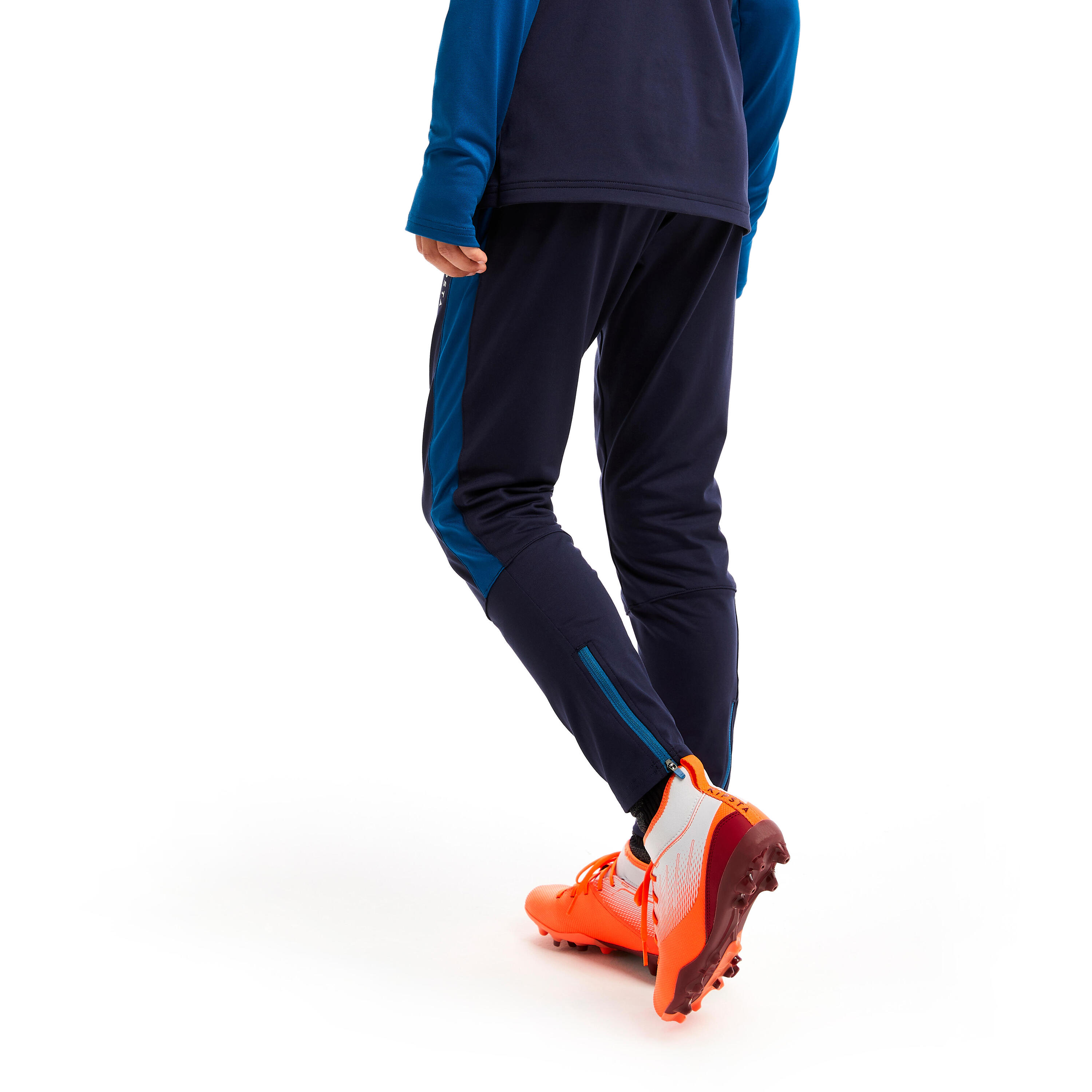 Kids' Football Training Bottoms TP 500 - Petrol Blue/Navy 3/8