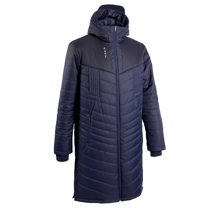 Parka Comprida de Futebol Adulto Azul-escuro