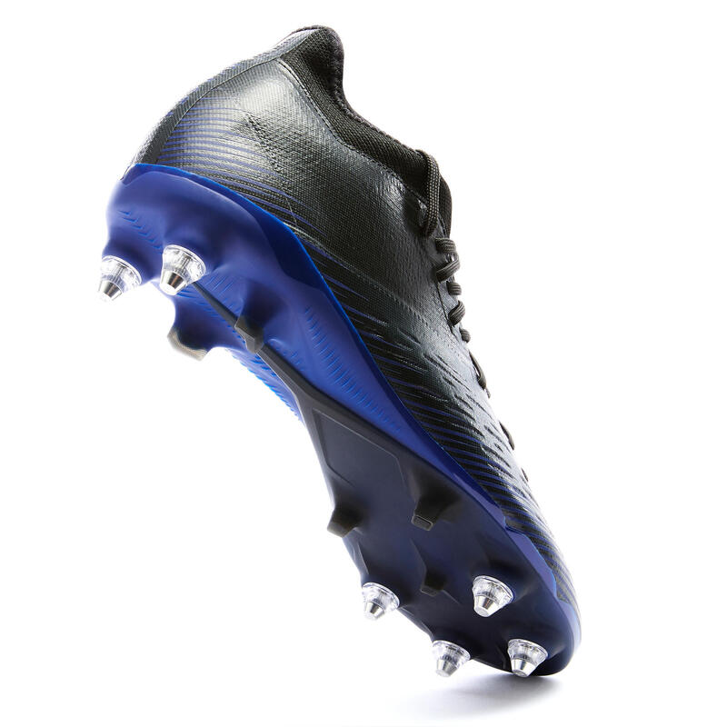 Chaussure de football adulte terrains gras CLR SG noir et bleu