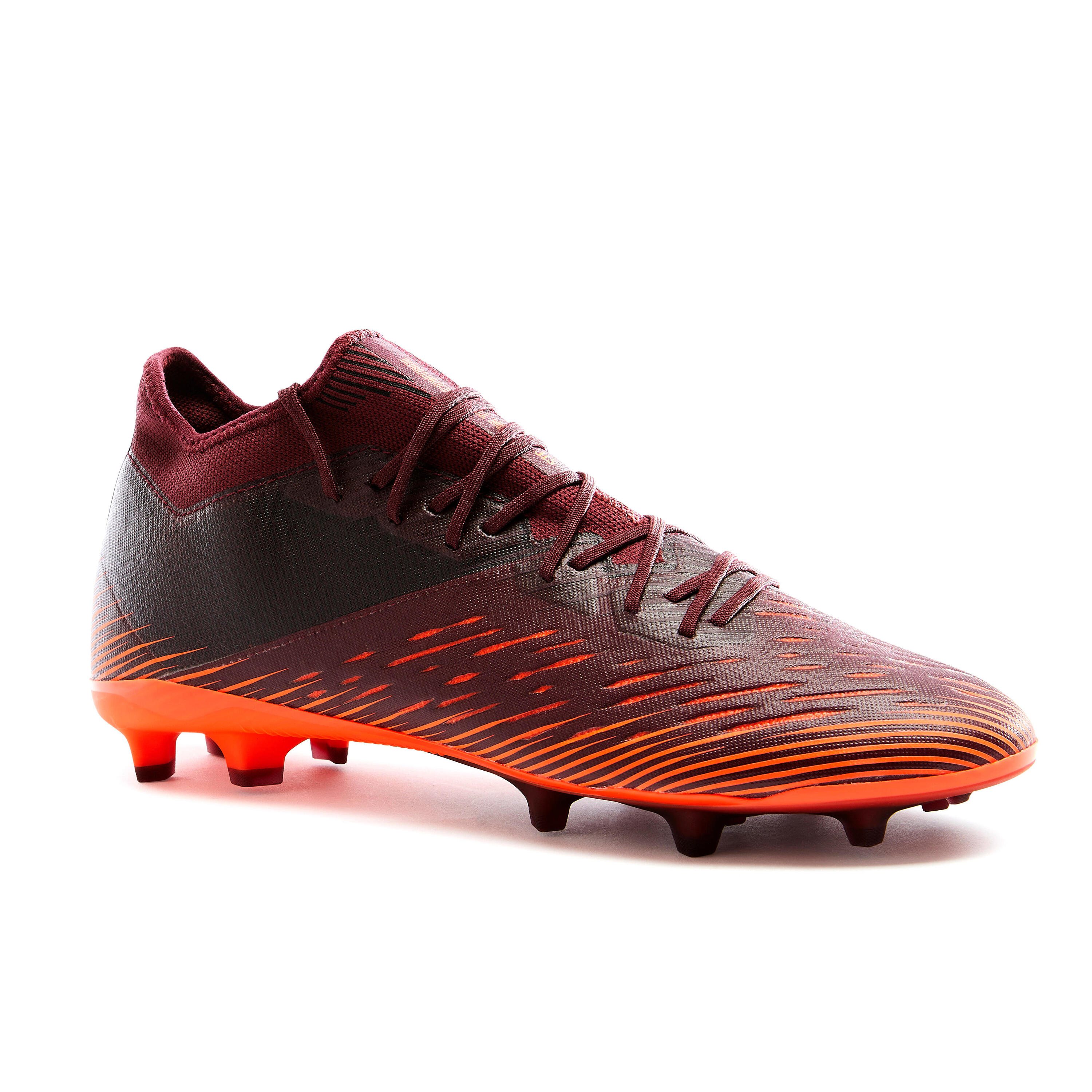 Adult Firm Ground Football Boots CLR - Burgundy/Orange 1/8