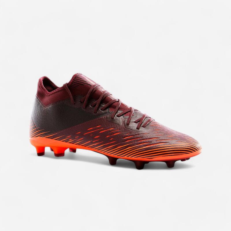 Chaussure de football adulte terrains secs CLR FG bordeaux et orange