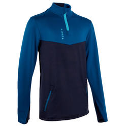 Kids' Football Half-Zip Training Sweatshirt T500 - Petrol Blue/Navy