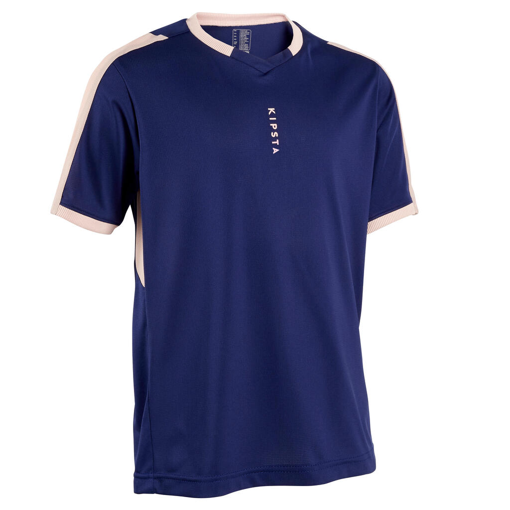 Girls' short-sleeved football jersey f500 - blue