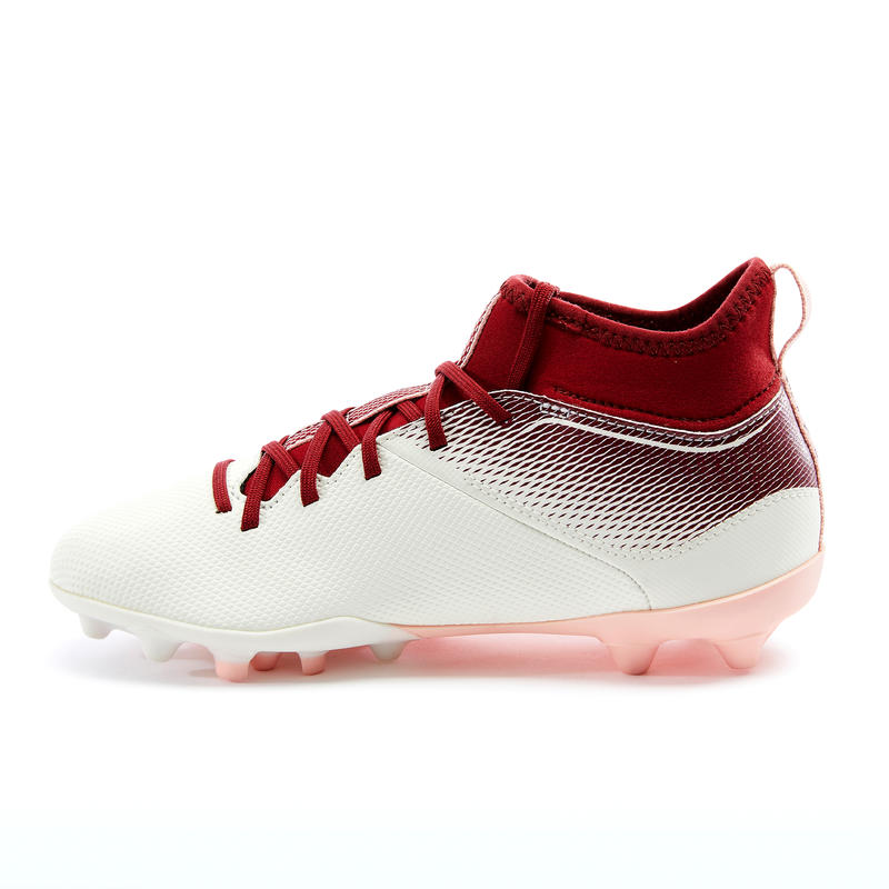 Girls' HighTop Mixed Ground Football Boots Agility 500 White