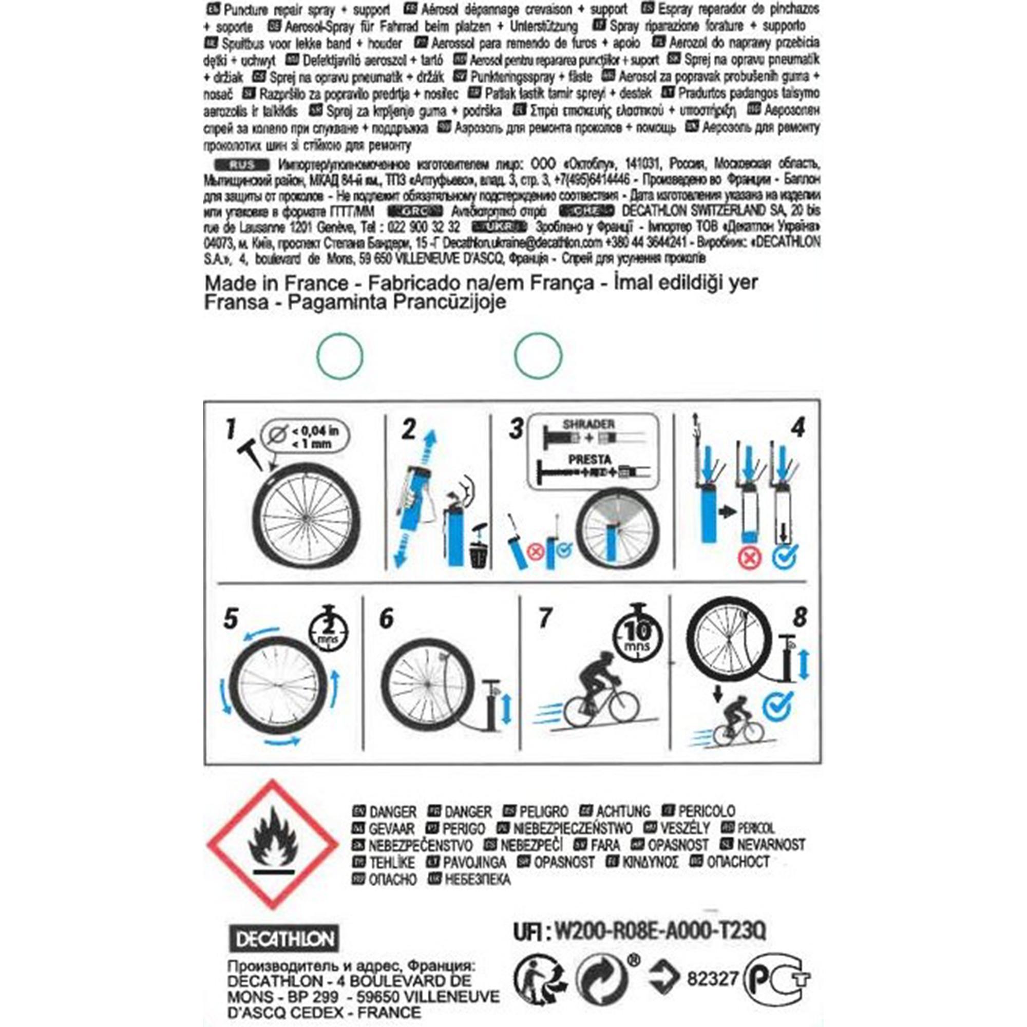Bomboletta riparaforature presta e schrader DECATHLON | DECATHLON