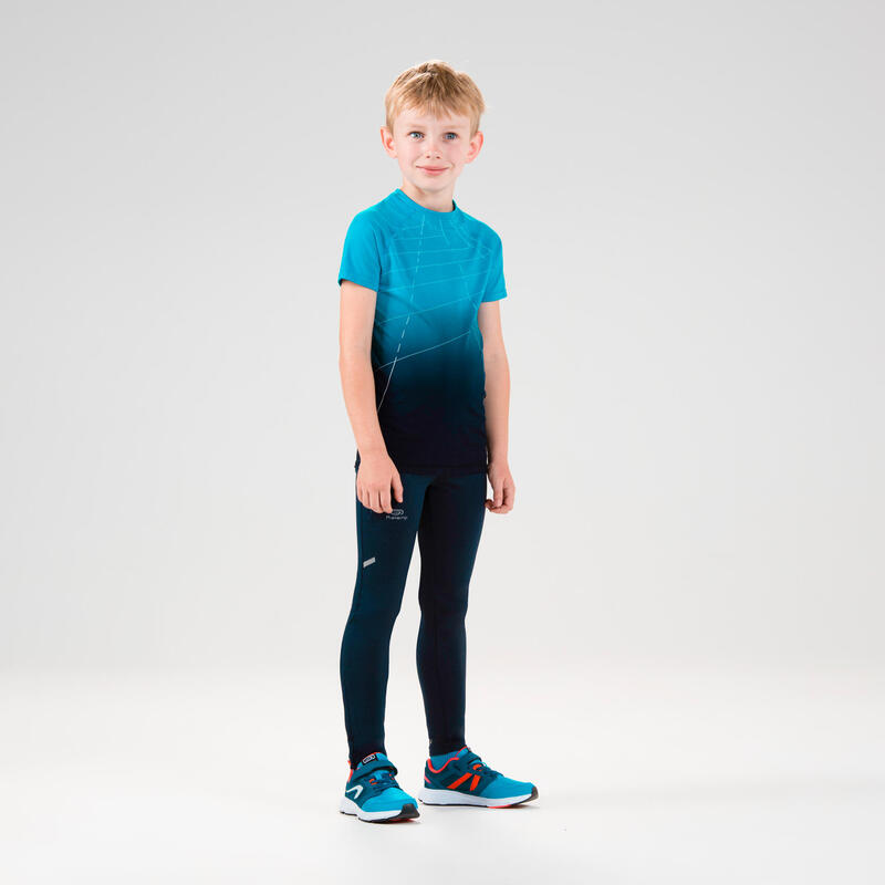 Atletiekshirt voor kinderen comfort AT 300 blauw met kleurverloop
