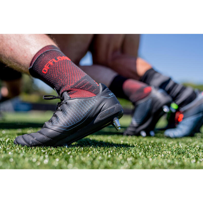 Calcetines de Rugby Antideslizantes Offload R500 Mid Negro