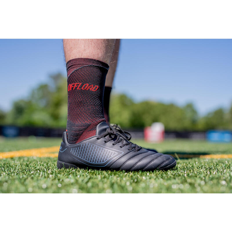 Chaussettes de rugby antidérapantes R500 Mid Noir