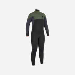 3/2 junior wetsuit front zip 900 - black khaki