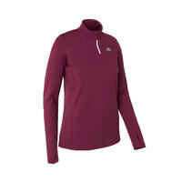 Zip Warm women's long-sleeved running T-shirt - burgundy