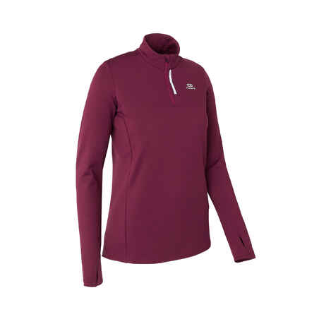 Zip Warm women's long-sleeved running T-shirt - burgundy