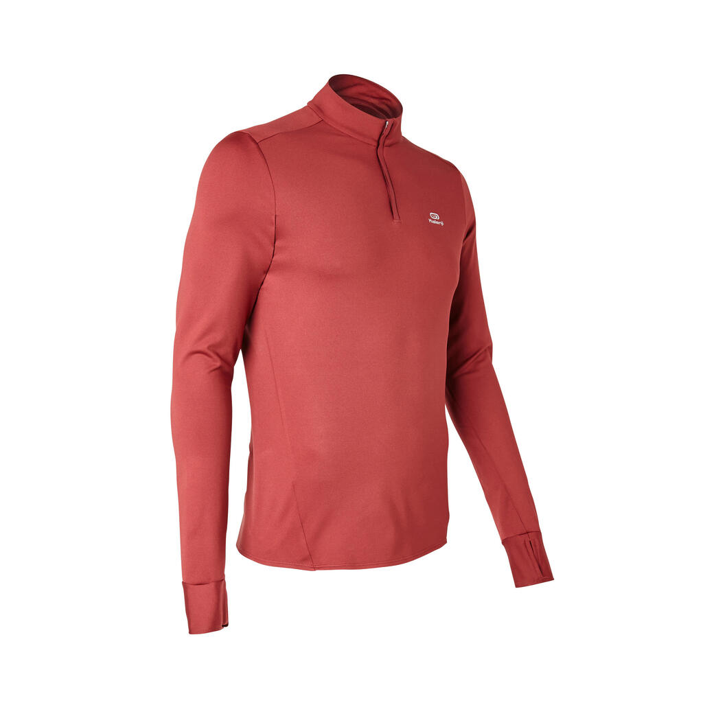 MAJICA DUGIH RUKAVA ZA TRČANJE RUN WARM MUŠKA BORDO